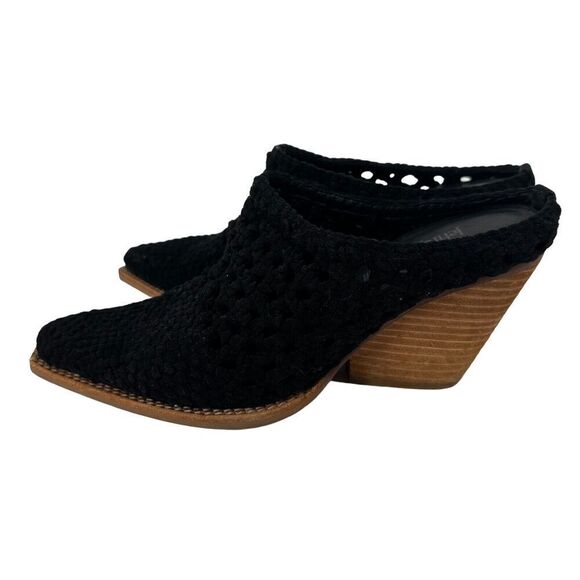 Jeffrey Campbell Mules Pointed Toe Crochet Stacked Heel Leone Size 7.5 Bohemian - Picture 10 of 10